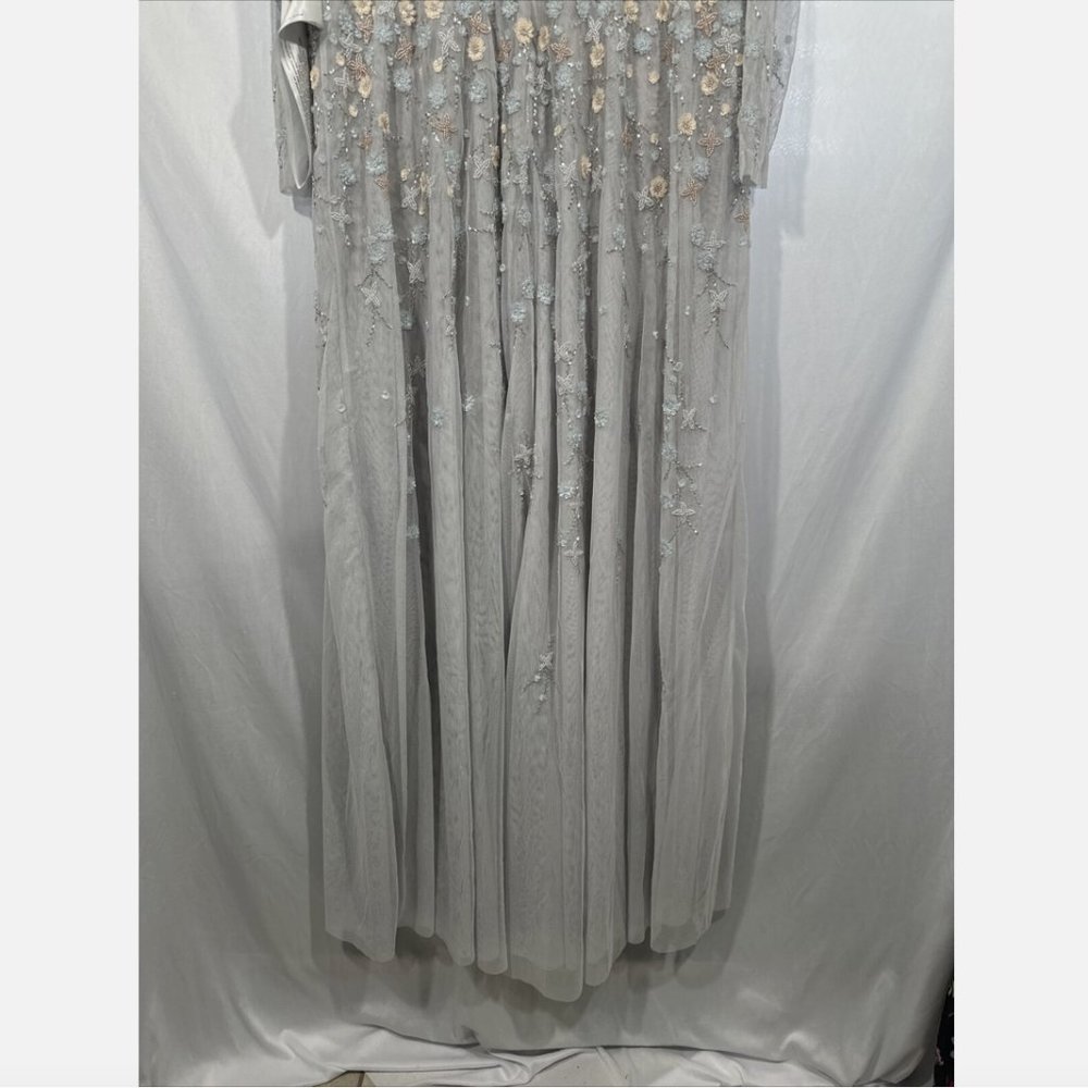 NWT $798 Mac Duggal [ 14‎ ] Embellished Wrap Over Illusion Long Sleeve Gown Q635 - Picture 16 of 16